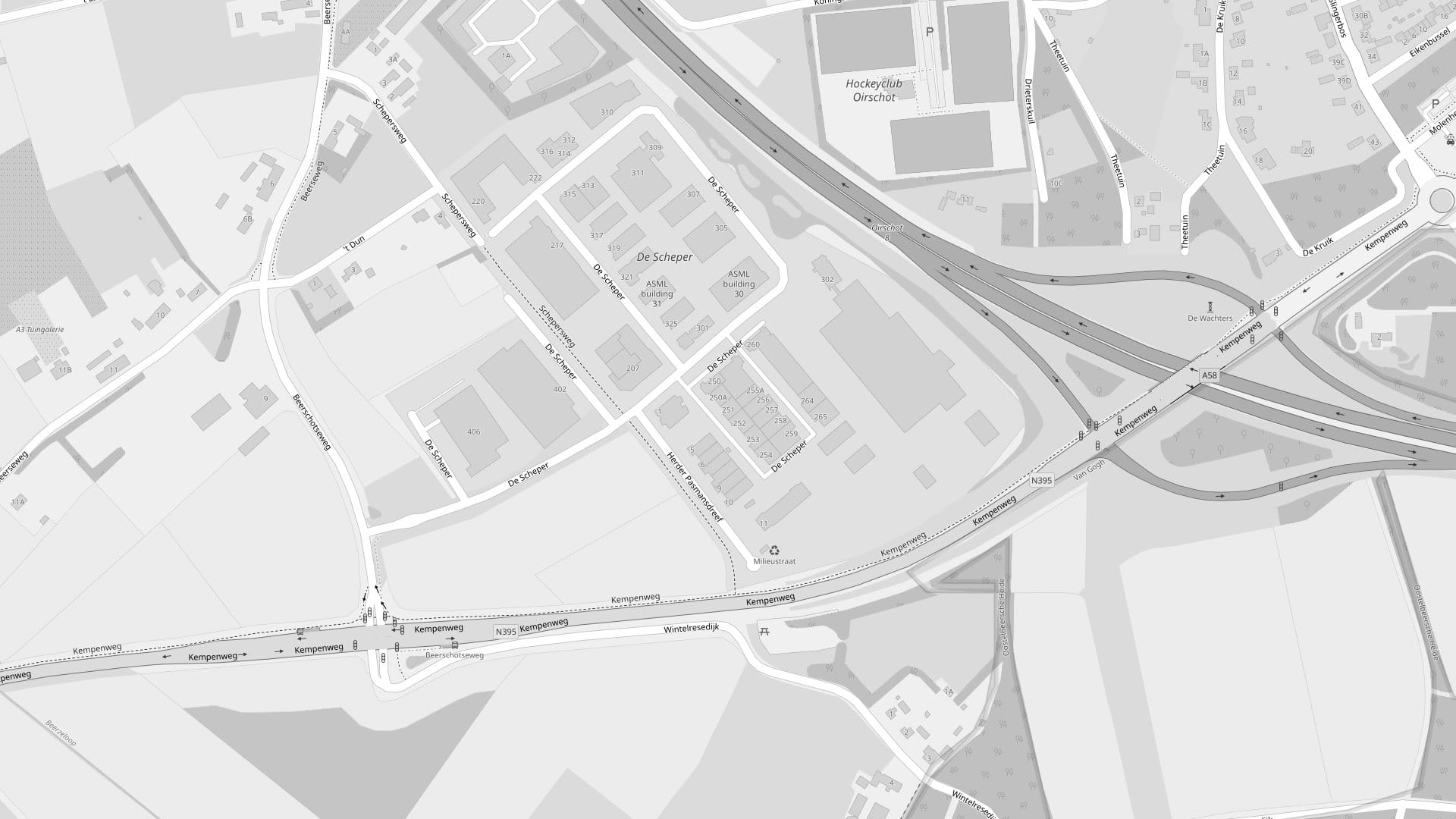 Kaart van de omgeving van De Scheper 251 in Oirschot